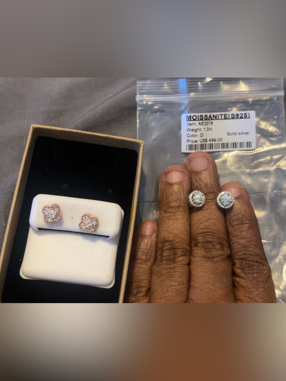 Retail value of $698 moissanite earrings
2 pair